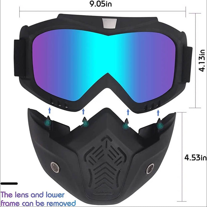 Motorcycle Glasses Detachable Anti-Fog Motorcycle Helmet Riding Goggles Glasses With Mouth Filter