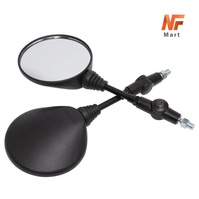 Motorcycle Black Universal 10mm Side Mirror Rearview Mirror Anti-fall Folding Round Mirror 3 Point Adjustable Folding Mirrors - Image 2