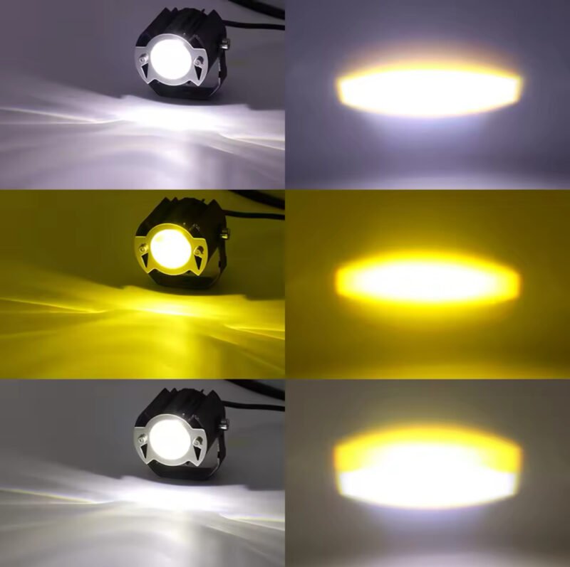 Motorcycle Dual Color LED Spotlight High Low  With Flasher Beams Headlight Super Bright Driving Fog Light Auxiliary Motorcycle Accessories - Image 2