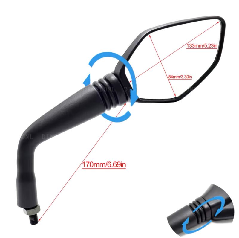 Motorcycle Rearview Side Mirrors Motorcycle Black Universal 10mm Side Mirror Rearview Mirror Anti-fall New Design Adjustable Folding Mirrors - Image 5