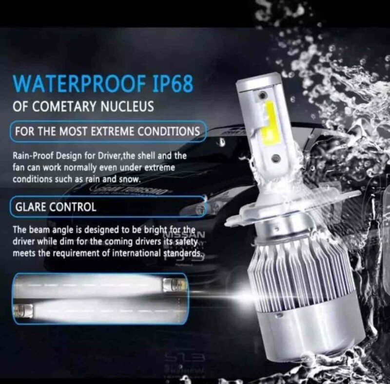 C6 Led Headlight & Fog light Bulbs White Yellow 2 Pieces For Cars Bikes High Quality Original With Fan H4 Fitting NF MART - Image 3
