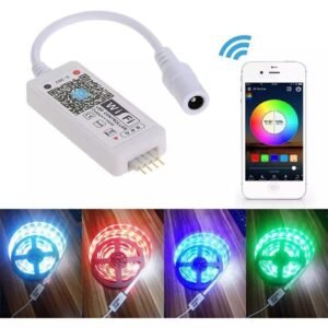 Smart Led WIFI Controller RGB Led Strip Voice Controller Light Music Controller Work with Google Home, WIFI Wireless Smart Controller with Free App Android