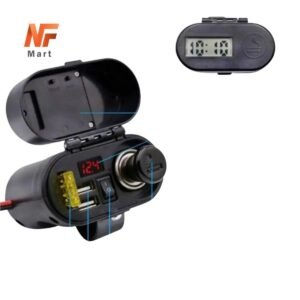 Motorcycle Bike USB Mobile Charger Multi Function 4 in 1 Waterproof Lighter with Voltmeter time Clock dual port High Quality