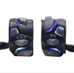 Universal Motorcycle Handlebar Switch Headlight Warning Light Turn Signal Horn Start Kill Button With LED (RED, WHITE, BLUE)