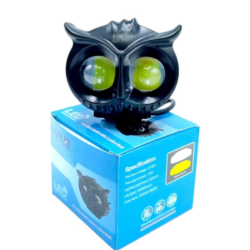 OWL EYE LED Long Range OWL Mini Driving Plastic Body 1-PCS White Yellow Flash High Low Beam Long throw brightest Light NF Mart