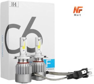 C6 Led Headlight & Fog light Bulbs White 1 Piece For Cars Bikes High Quality Original With Fan H4 Fitting NF MART