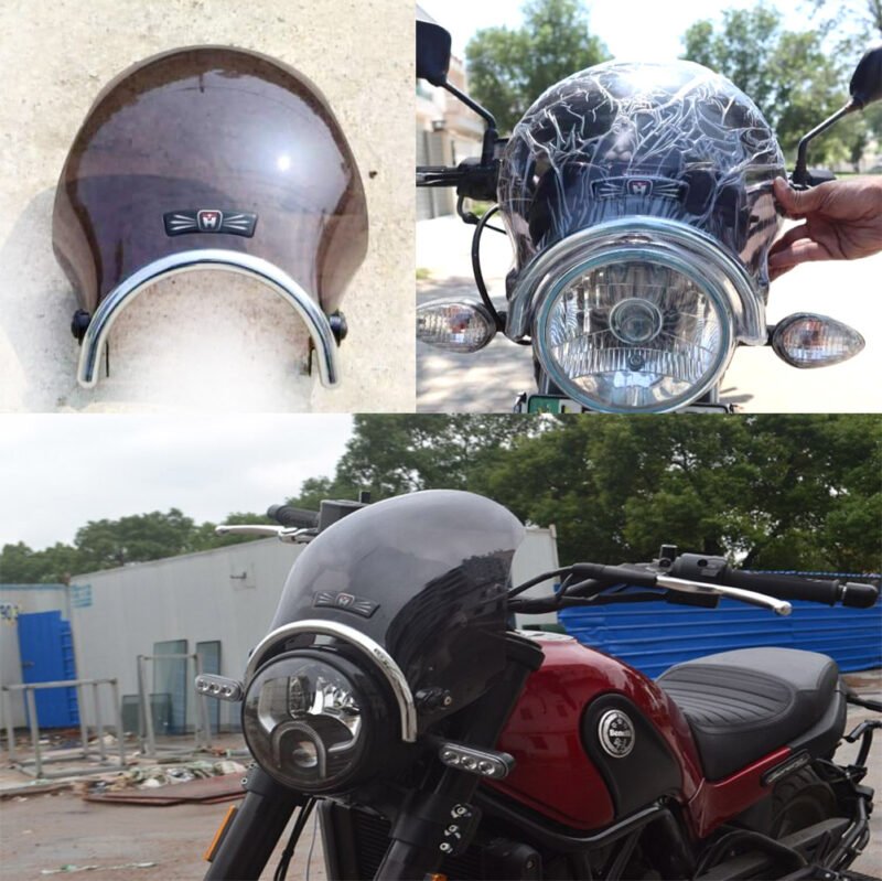 Motorcycle Universal Windshield Visor For Suzuki GS150, Yamaha YBRG  & YBZ With Headlight Ring 7.0-7.5 Inch Smoke Black Finest Quality NF MART - Image 4