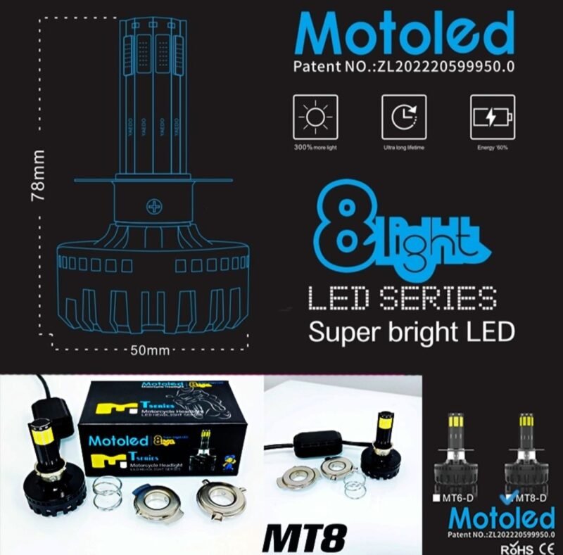 NF MART -  Bike Led Headlight Bulb M8 Headlight Lamp High Low 8000LM Beam for Motorcycle Universal - Image 4