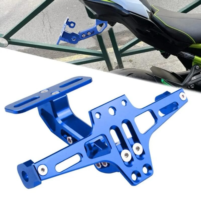 Universal CNC Motorcycle License Plate Holder Frame With LED (Number plate holder) Black Aluminum Adjustable Universal Fitment Motorcycle Accessories - Image 2