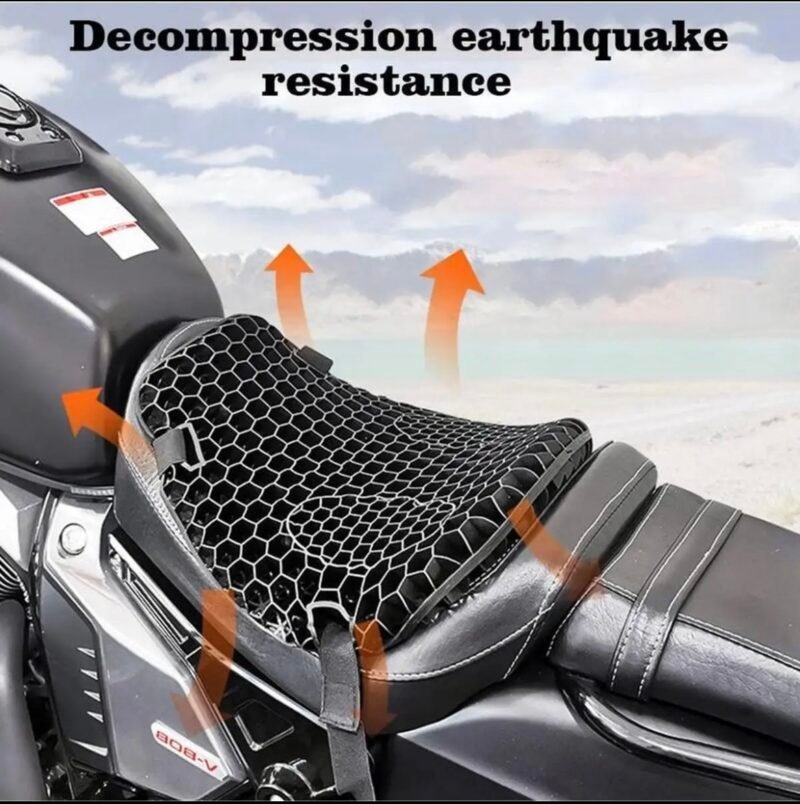 Bike Seat Cushion Honey comb Motorcycle Air Cushion Anti Slip Breathable Pressure Relief Seat Cover Universal Motorbike Accessories NF MART