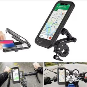 Universal Motorcycle Phone Mount Waterproof Hard Shell Phone Case Holder 360° Adjustable Bike Cellphone Holder Up To 6.7 Inches