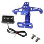 Universal CNC Motorcycle License Plate Holder Frame With LED (Number plate holder) Blue Aluminum Adjustable Universal Fitment Motorcycle Accessories