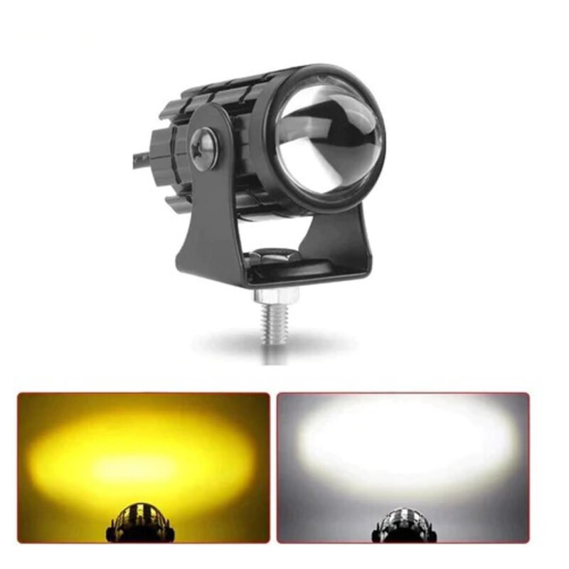Compact Dual-Color Motorcycle Fog Lights with High/Low Beam - White/Yellow (Single Unit) - Image 3