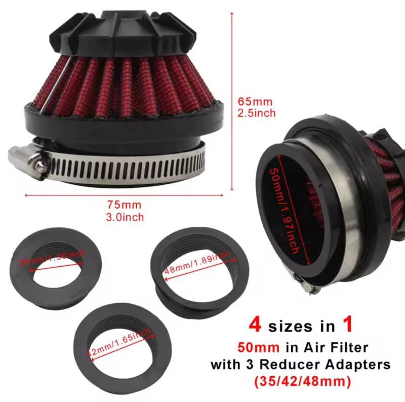 Motorcycle Air Filter Modified High Flow Universal for Carburetor Air Filters Cleaner Mushroom Head 1 pcs Universal For Honda Kawasaki Yamaha Suzuki 35 42 48mm 3 in 1 - Image 2