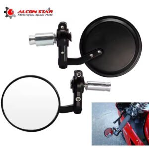 Universal Motorcycle 3" Round 7/8" Handle Bar End Rearview Side Mirrors Foldable Bike For Harley Touring, Chopper Café Racer ,Honda, Yamaha, Suzuki Bike Modification