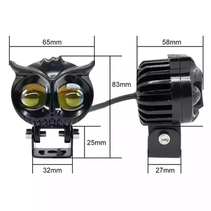 OWL Shape Fog Yellow-White & Flash light Low & High Beam Owl Plastic Body Spot Light for All Cars And Bikes 9V-60V 40W - Image 2