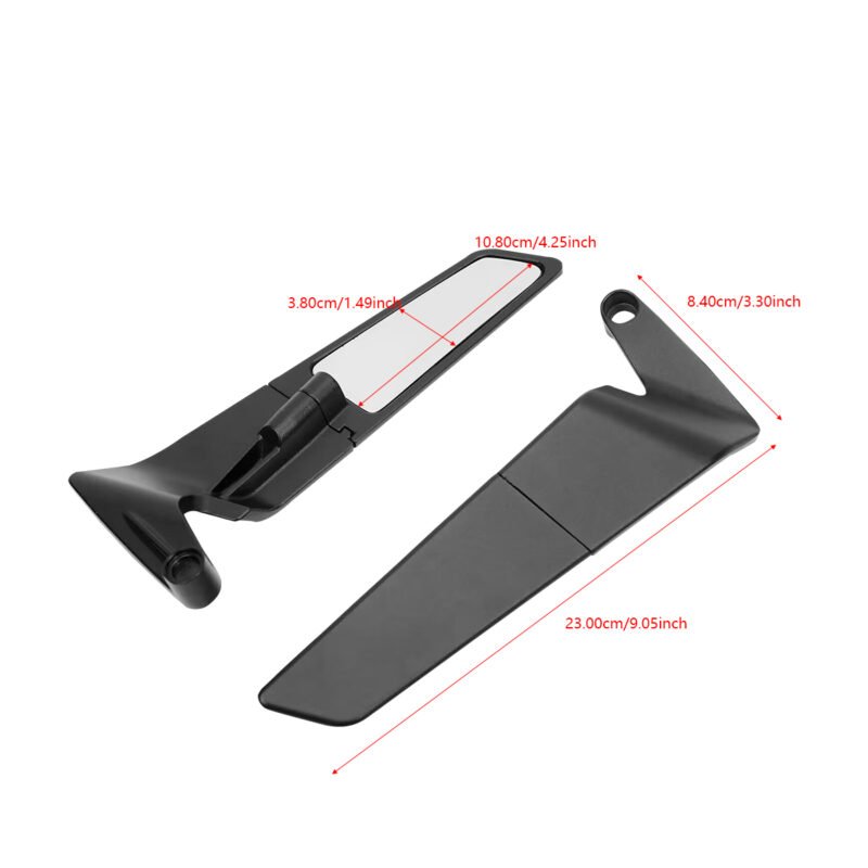 Universal Aerodynamic Rotary Adjustable Mirrors Motorcycle Wind Wing Side Rearview Mirrors Metal Body Black Rotate able - Image 5