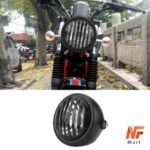Bike Headlight Café Racer Headlight Plastic Black Vintage Headlight With Grill Cover For CG 125/CD 70