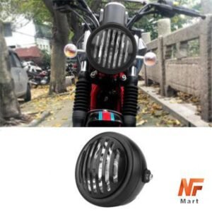 Bike Headlight Café Racer Headlight Plastic Black Vintage Headlight With Grill Cover For CG 125/CD 70