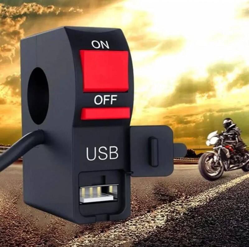 Universal Motorcycle Handlebar Start Switch On Off Button High Quality 2 Amp-5V With USB Charger Headlight Indicator Switch - Image 3