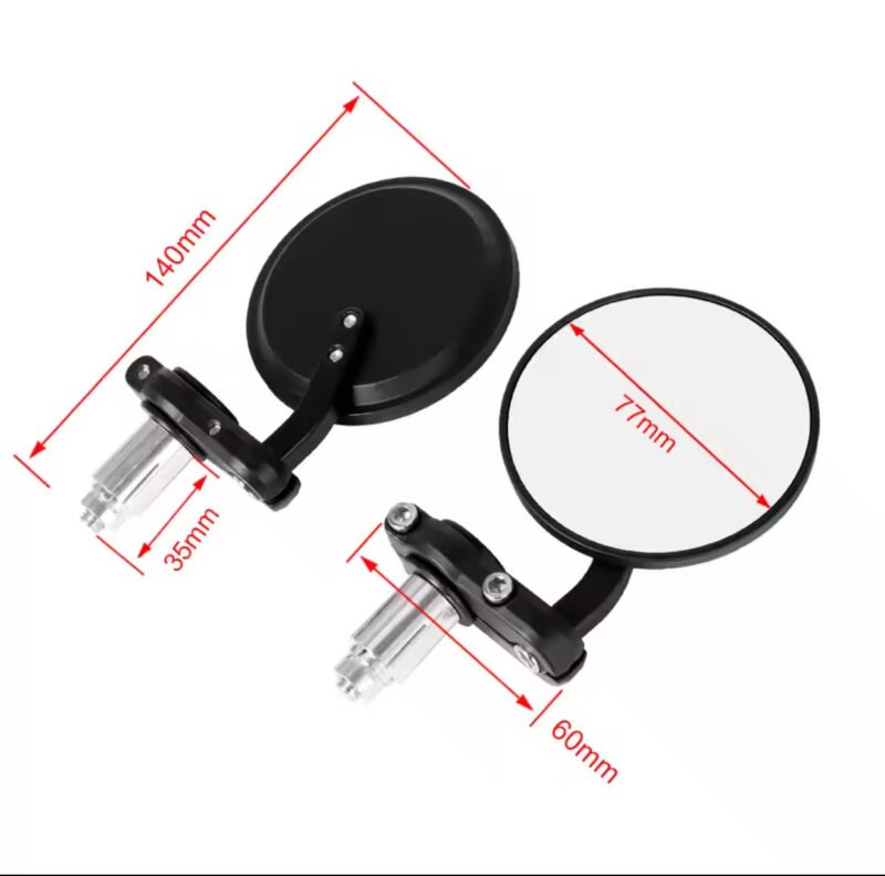 Universal Motorcycle 3" Round 7/8" Handle Bar End Rearview Side Mirrors Foldable Bike For Harley Touring, Chopper Café Racer ,Honda, Yamaha, Suzuki Bike Modification - Image 2