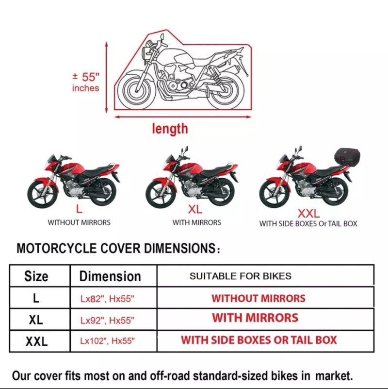 Heavy Bike Anti Scratch Motorcycle Top Cover Double Coated Water Proof, Scratch & Dust Proof XXL Size- Oxford PVC Coated - Image 3