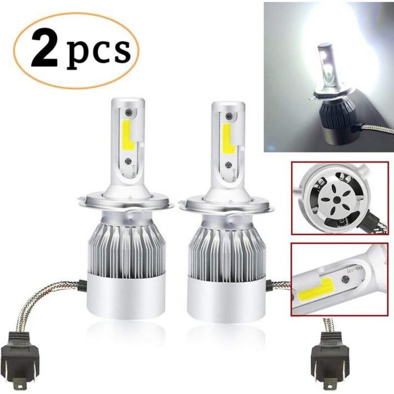C6 Led Headlight & Fog light Bulbs White Yellow 2 Pieces For Cars Bikes High Quality Original With Fan H4 Fitting NF MART - Image 5