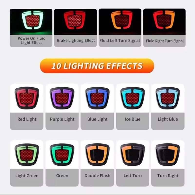 Motorcycles Bike Fancy Tail Back Light 10 Colors DRL Lightning Effects with left right Indicator Multifunctional (Only Backlight) LED 70cc And 125cc LED - NF MART - Image 2