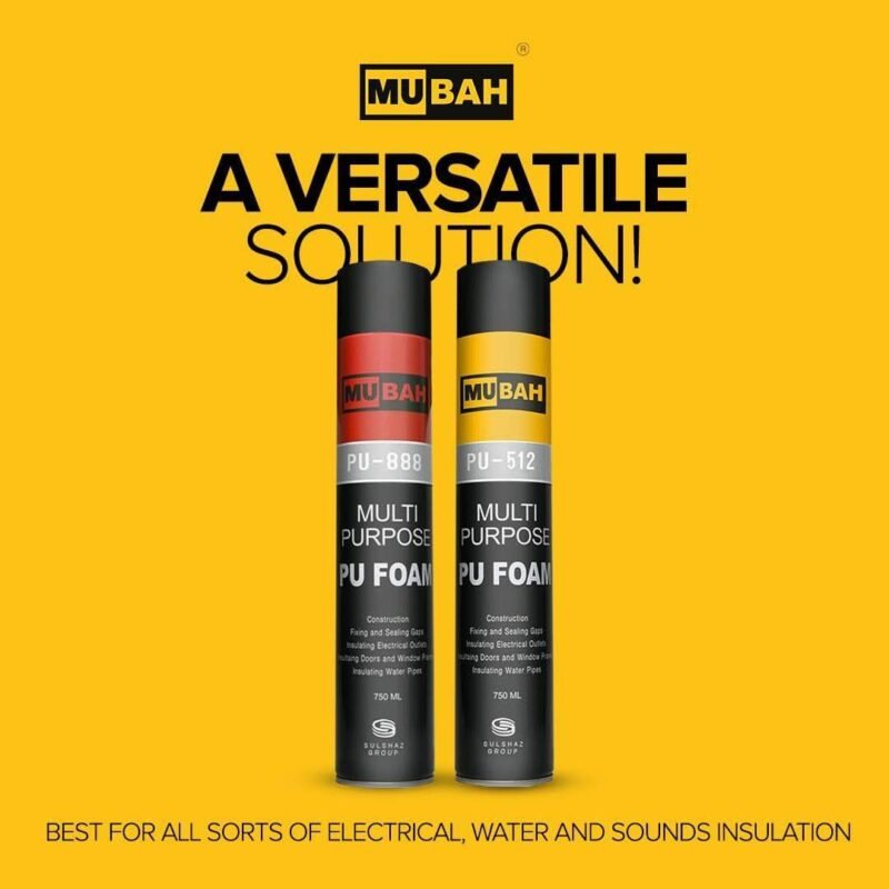 Mubah PU Foam Spray Multipurpose For Gaps & Joints Crack Filler 750ml PU 512 - Image 2