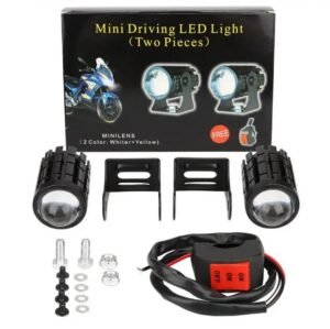 2pcs - New Mini Fog Light for All Motorcycle, Cars, Jeep (Free Button) Dual Function White-Yellow Lens Projectors Auxiliary Light 20w NF MART