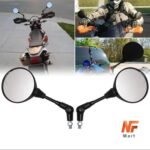 Motorcycle Black Universal 10mm Side Mirror Rearview Mirror Anti-fall Folding Round Mirror 3 Point Adjustable Folding Mirrors