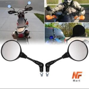 Motorcycle Black Universal 10mm Side Mirror Rearview Mirror Anti-fall Folding Round Mirror 3 Point Adjustable Folding Mirrors