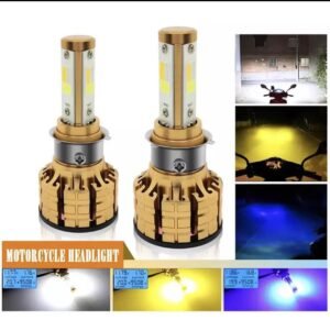 Universal M3 Motorbike Led Headlight Bulb Three Color Blue Yellow White Colors 3 in 1 With Flasher With Fan For All Bikes