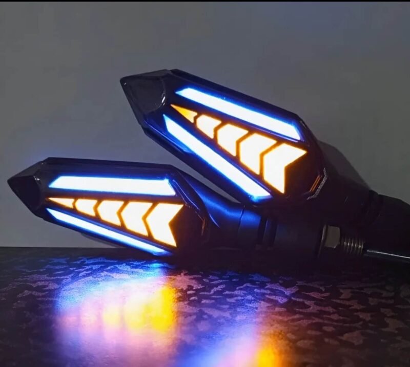 Bike Indicator Slides Arrow Running Style With LAVA DRL Yellow-White/Yellow-Red/Yellow-Blue (2 Piece Set) | Fancy Universal Indicator For Motorcycle | Mini Fancy Indicator for Bike - Image 3