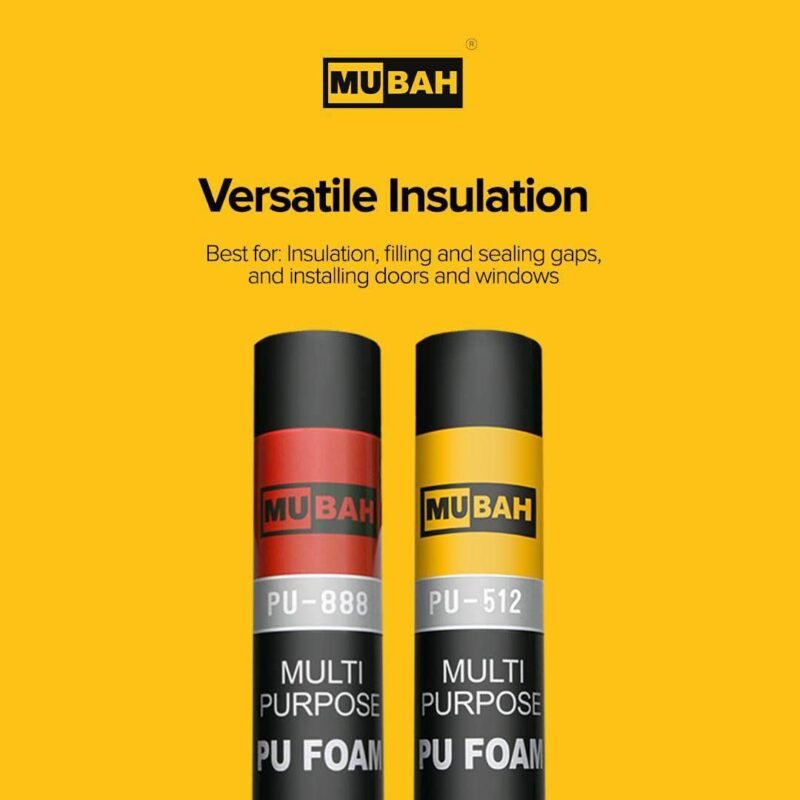 Mubah PU Foam Spray Multipurpose For Gaps & Joints Crack Filler 750ml PU 512 - Image 3