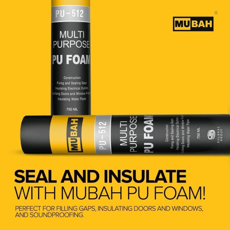 Mubah PU Foam Spray Multipurpose For Gaps & Joints Crack Filler 750ml PU 512 - Image 4