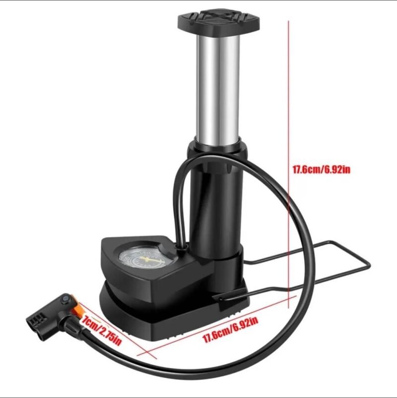 High Pressure Foot Air Pump with Gauge Heavy-Duty Foot Bike Pump for Bicycle Ball Scooter Car Inflatable Toys Mini Pump NF MART - Image 4