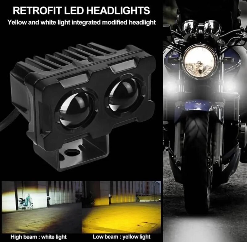 Motorcycle Robot Dual Colour Led Work Driving Lights 5000-6500k Two-color External Headlights Driving Fog Lamp - Image 5