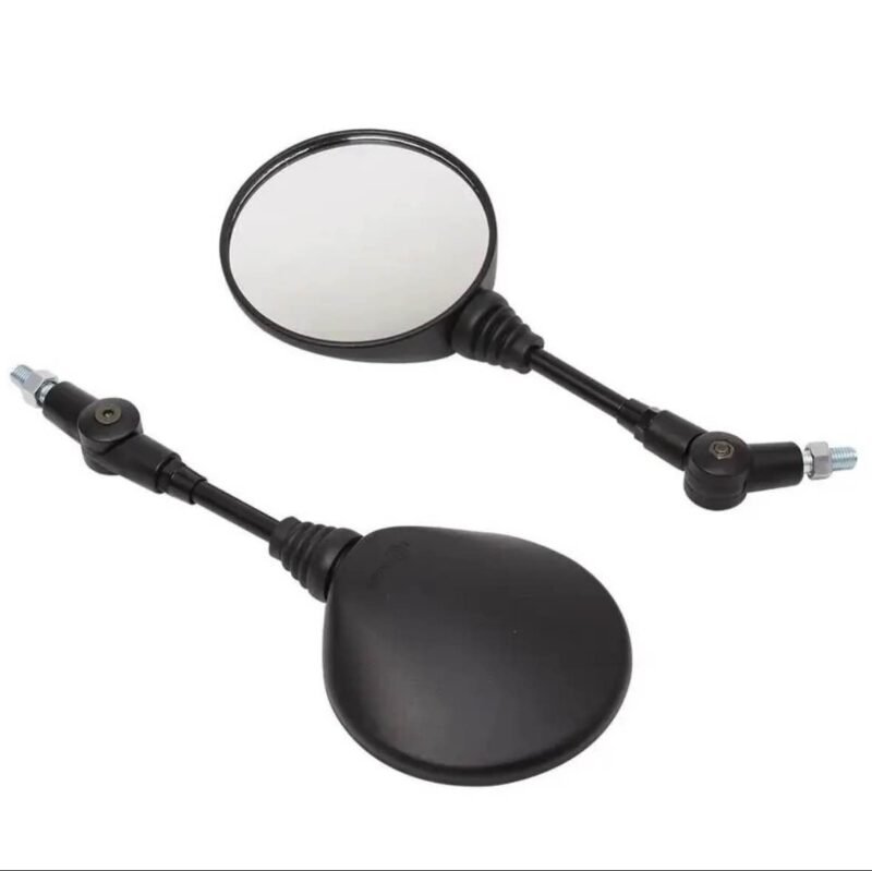 Motorcycle Black Universal 10mm Side Mirror Rearview Mirror Anti-fall Folding Round Mirror 3 Point Adjustable Folding Mirrors - Image 4