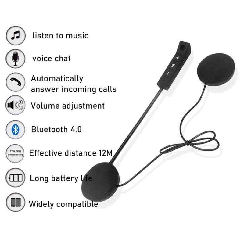 Bluetooth Motorcycle Helmet Headset BT5.0 Wireless Riding Headphone Anti-interference Motor Bike Handsfree Helmet Headsets NF MART