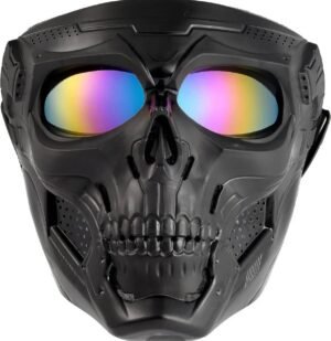 Motorcycle Skull Mask Bicycle Riding Windproof Full Face Skeleton Protective Mask Colored Goggle Tactical Cycling Bike
