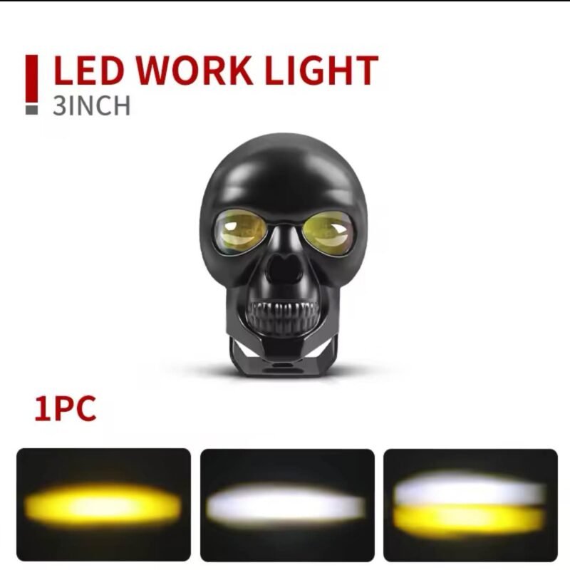 SKULL Shape Fog Yellow/White, Low & High Beam For All Cars & Bikes 9V-60V 40W | Motorcycle LED skull Shape Fog Light | Driving Fog Light |