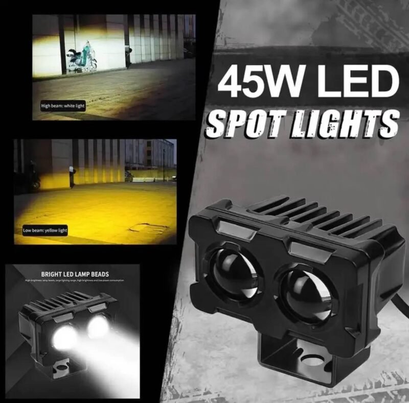 Motorcycle Robot Dual Colour Led Work Driving Lights 5000-6500k Two-color External Headlights Driving Fog Lamp - Image 4