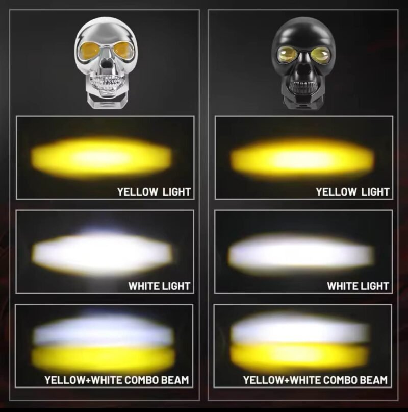 SKULL Shape Fog Yellow/White, Low & High Beam For All Cars & Bikes 9V-60V 40W | Motorcycle LED skull Shape Fog Light | Driving Fog Light | - Image 5