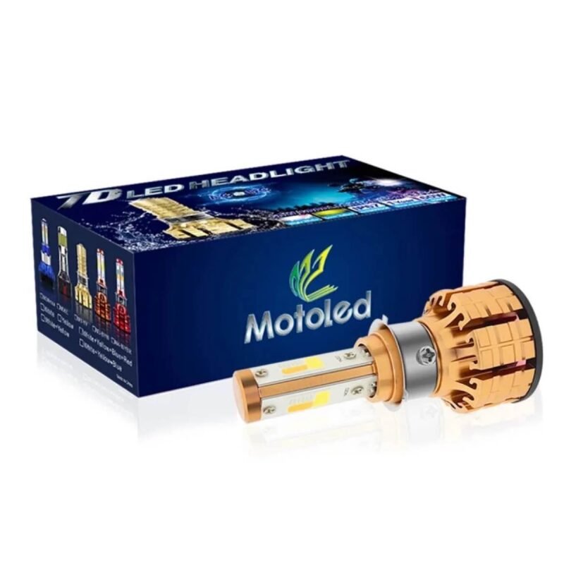 Universal M3 Motorbike Led Headlight Bulb Three Color Blue Yellow White Colors 3 in 1 With Flasher With Fan For All Bikes - Image 2