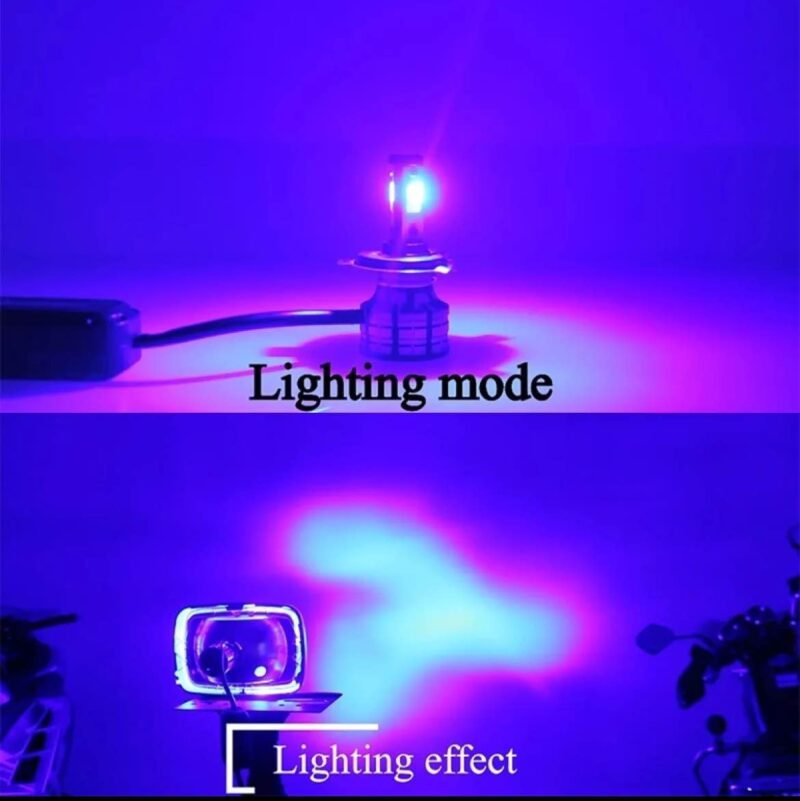 Universal M3 Motorbike Led Headlight Bulb Three Color Blue Yellow White Colors 3 in 1 With Flasher With Fan For All Bikes - Image 5