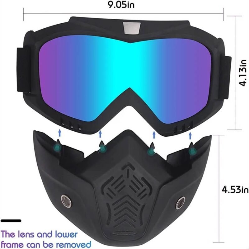 Motorcycle Glasses Detachable Anti-Fog Motorcycle Helmet Riding Goggles Glasses With Mouth Filter NF MART - Image 2