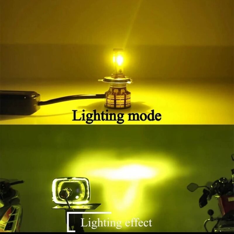 Universal M3 Motorbike Led Headlight Bulb Three Color Blue Yellow White Colors 3 in 1 With Flasher With Fan For All Bikes - Image 4