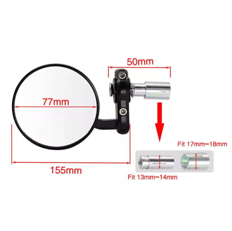 Universal Motorcycle 3" Round 7/8" Handle Bar End Rearview Side Mirrors Foldable Bike For Harley Touring, Chopper Café Racer ,Honda, Yamaha, Suzuki Bike Modification - Image 3