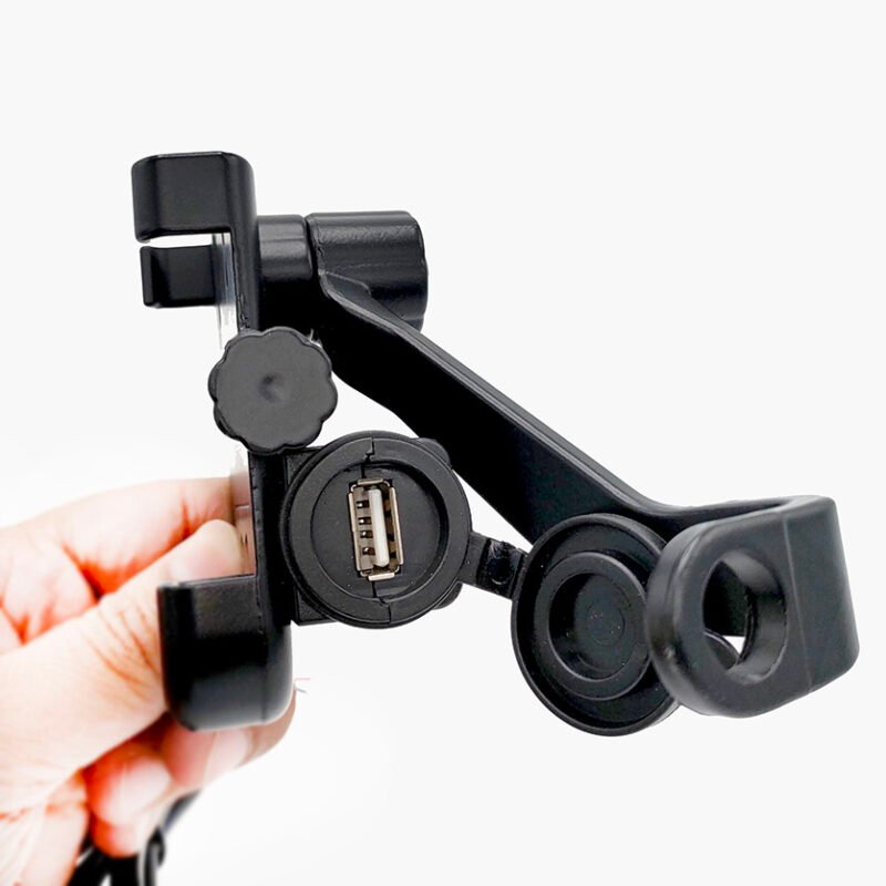 Aluminium C2 Mobile Holder with USB Charger Motorcycle Handlebar Rear View Mirror Phone Holder for 4-7 Inch Universal Cell Phone GPS Mount - NF MART - Image 2